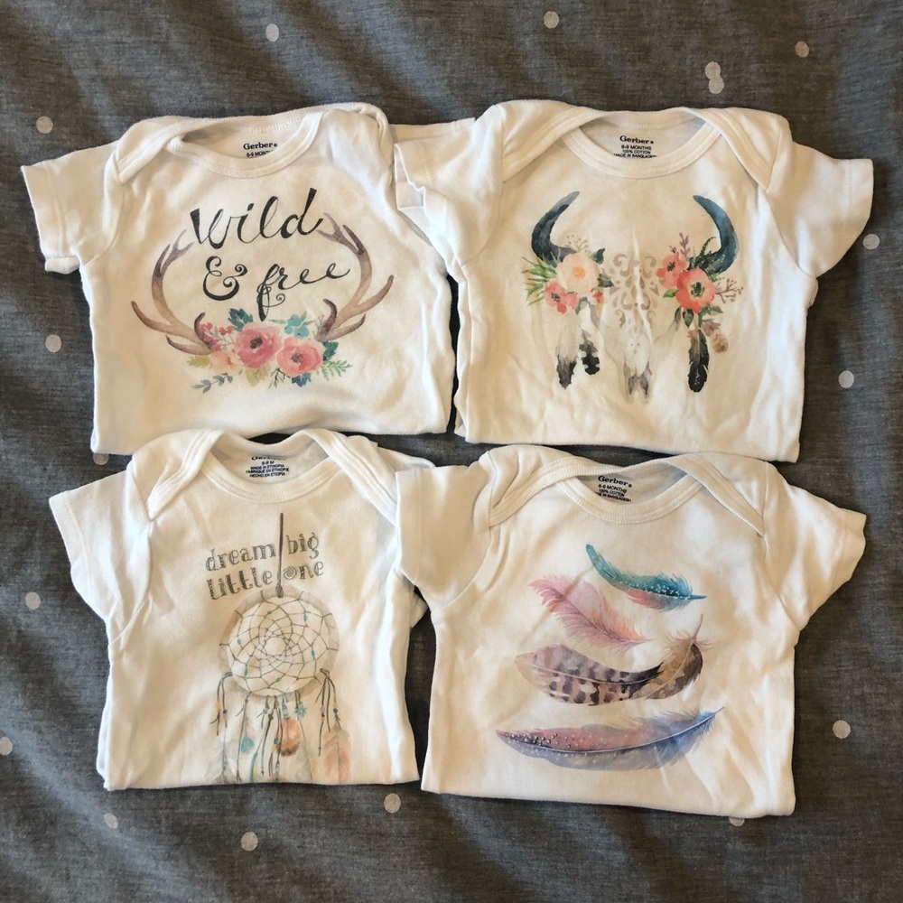 Set of Custom Onesies - Wild & Free - EUC - 6-9M